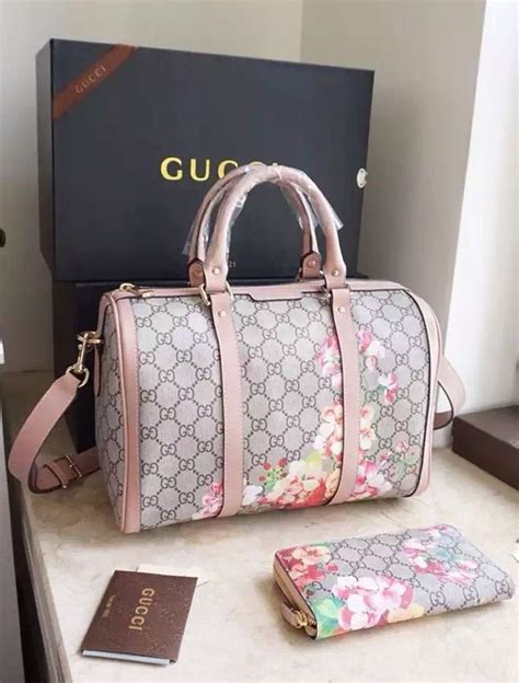 gucci blooms gg supreme boston bag in pink leather trim|gucci boston bag.